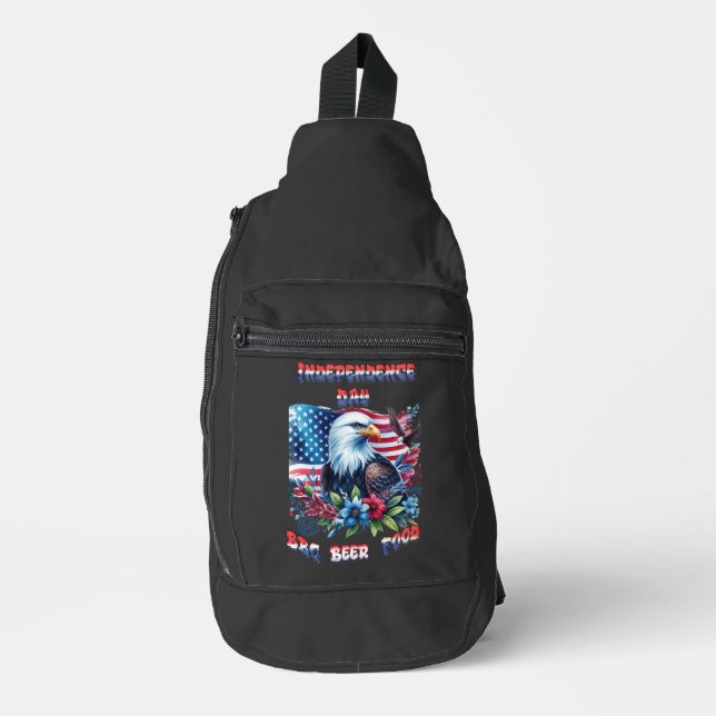 Majestic Eagle Flying Independence Day Sling Bag (Front)