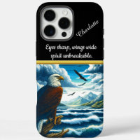 Majestic eagle gazing over tranquil waters at dusk