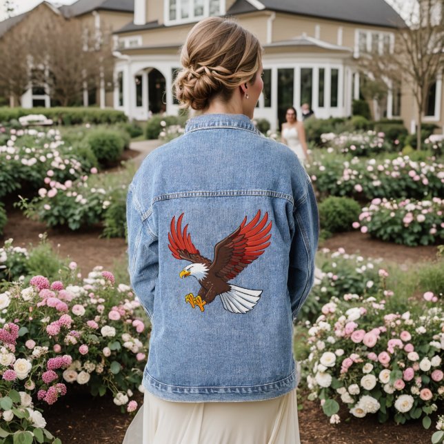 Majestic eagle in flight denim jacket (Wedding Back)