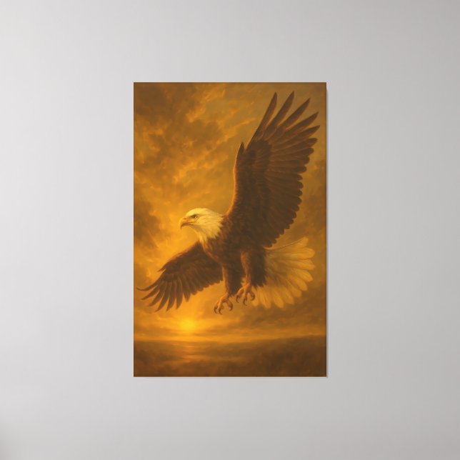 Majestic Eagle in Golden Light – Fine Art Wildlife Canvas Print (Front)