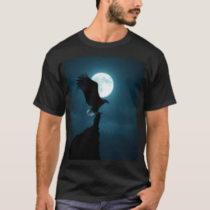 Majestic Eagle in Moonlit Forest Artistic Graphic T-Shirt