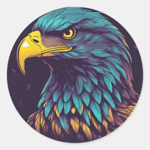 Majestic Eagle in vibrant Colours Classic Round Sticker