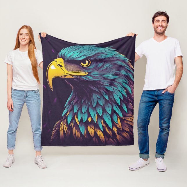 Majestic Eagle in vibrant Colours Fleece Blanket (In Situ)