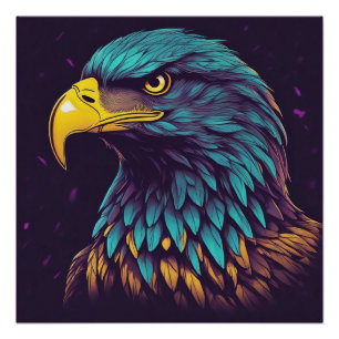 Majestic Eagle in vibrant Colours Poster