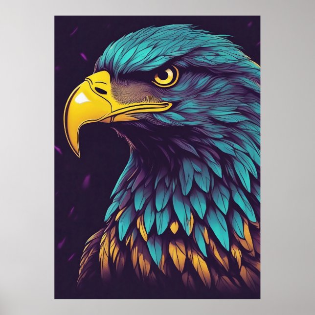 Majestic Eagle in vibrant Colours Poster (Front)
