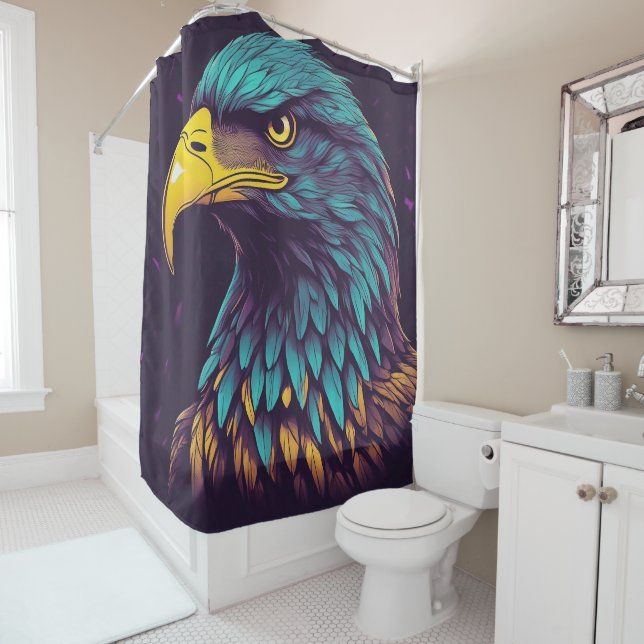 Majestic Eagle in vibrant Colours Shower Curtain (In Situ)
