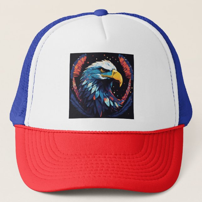 Majestic Eagle Logo on White Background Trucker Hat (Front)