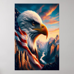 Majestic Eagle Merged With American Flag 24x36 Poster