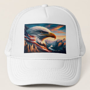 Majestic Eagle Merged With American Flag 36x24 Trucker Hat