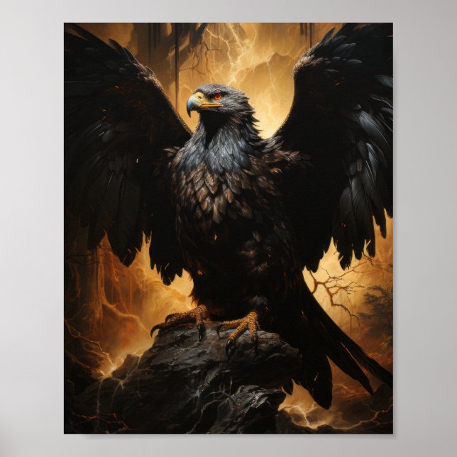 Majestic Eagle Mezzotint Art Poster (Front)