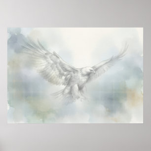 Majestic Eagle Misty Watercolour Wildlife Poster
