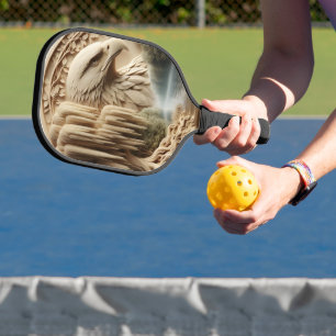Majestic Eagle Overlooking Serene Lake Pickleball Paddle
