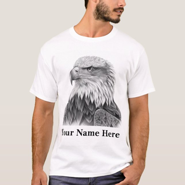 Majestic Eagle Sketch – Hand-Drawn Wildlife T-Shirt (Front)