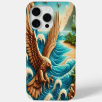 Majestic Eagle Soaring Above Beach