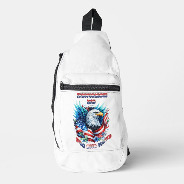 Majestic Eagle Soaring Independence Day Sling Bag (Front)