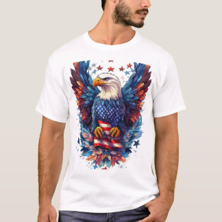 Majestic eagle spreads wings with patriotic power. T-Shirt