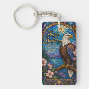 Majestic Eagle Stained Glass Birthday Key Ring