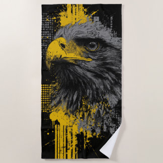Majestic Eagle Urban Grunge Portrait Beach Towel