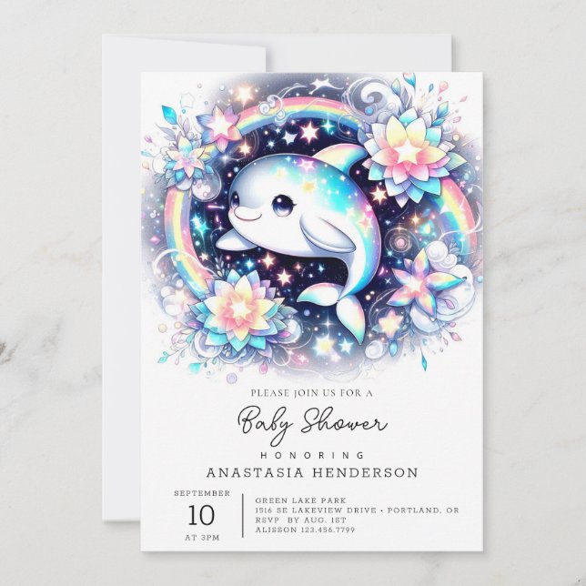  Majestic Elegant Dolphin Baby Shower Invitation (Front)
