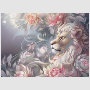 Majestic Elegant  Floral Lion Head Decoupage  Tissue Paper