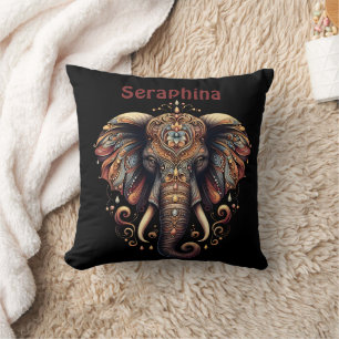 Majestic elephant adorned with intricate patterns cushion