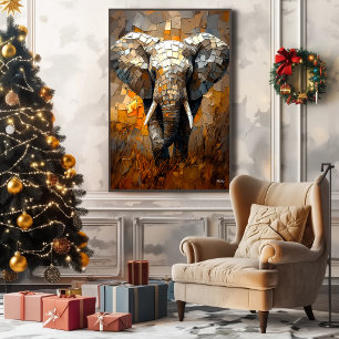 Majestic Elephant in Dynamic Impasto Art Canvas Print