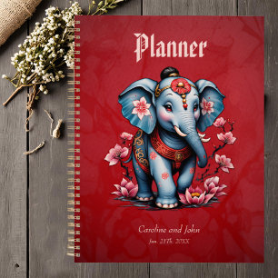 Majestic elephant in traditional Japanese style. Planner