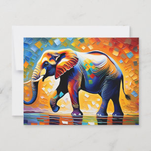 Majestic Elephant in Vibrant Hues Postcard