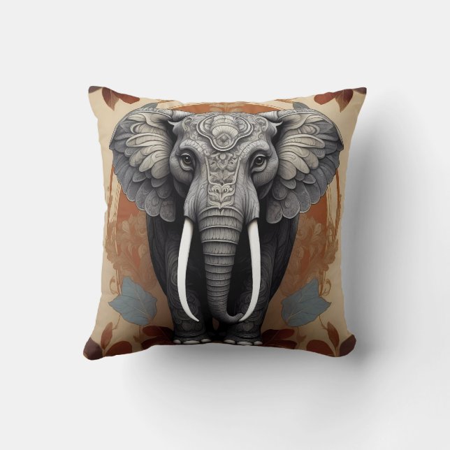 Majestic Elephant Mandala Cushion (Back)