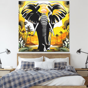 Majestic Elephant Sunset Canvas Print