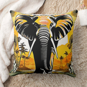 Majestic Elephant Sunset Cushion