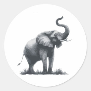 Majestic Elephant with Raised Trunk Classic Round Sticker