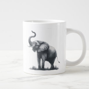 Majestic Elephant with Raised Trunk Large Coffee Mug