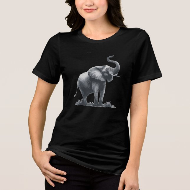 Majestic Elephant with Raised Trunk  Tri-Blend Shirt (Front)