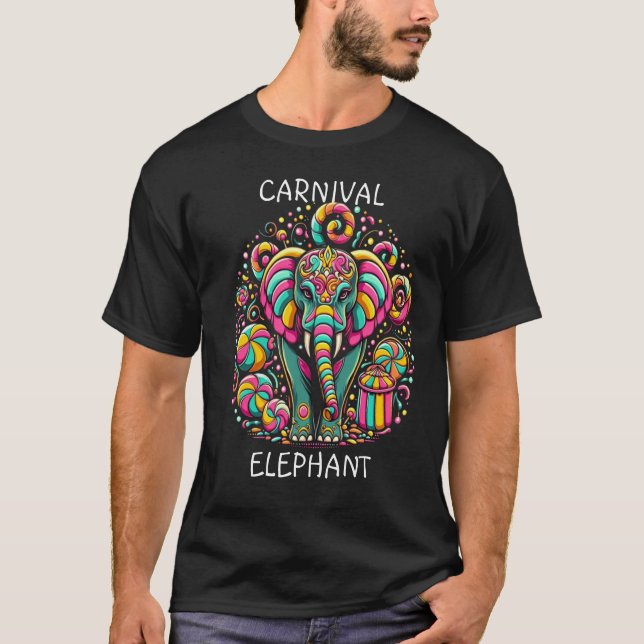 Majestic Elephant With Vibrant Facial Designs T-Shirt (Front)