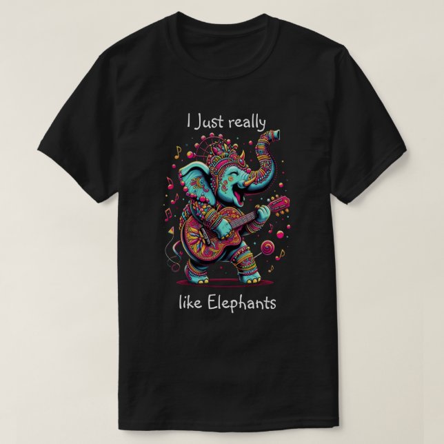 Majestic Elephant With Vibrant Tribal Designs T-Shirt (Design Front)