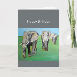 Majestic Elephants Happy Birthday Card