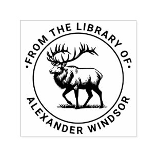 Majestic Elk Standing Library Book Name Self-inking Stamp