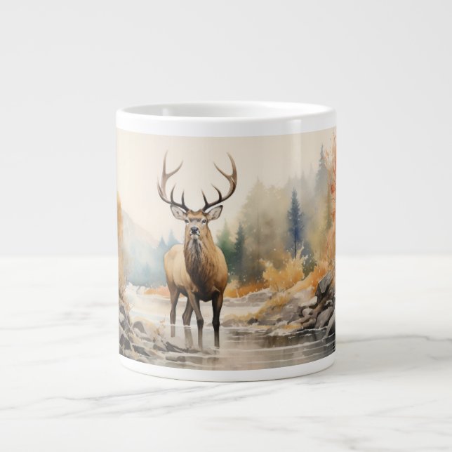 Majestic Elk: Untamed Beauty in the Wild Large Coffee Mug (Front)