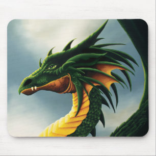 Majestic Emerald Green Dragon Fantasy Mouse Mat