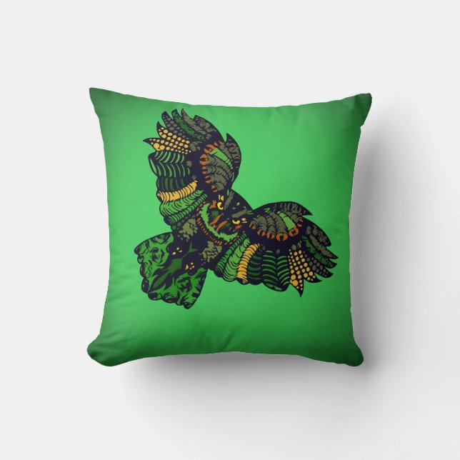 Majestic Emerald Owl Cushion (Front)