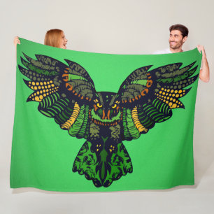 Majestic Emerald Owl Fleece Blanket