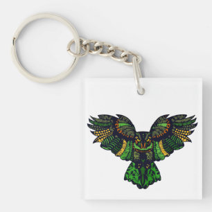 Majestic Emerald Owl Key Ring