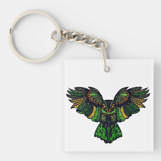 Majestic Emerald Owl Key Ring (Front)