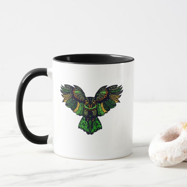 Majestic Emerald Owl Mug (With Donut)