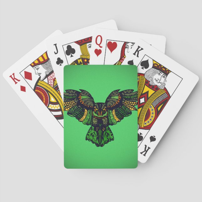 Majestic Emerald Owl Playing Cards (Back)