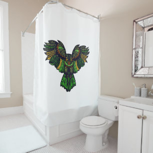 Majestic Emerald Owl Shower Curtain