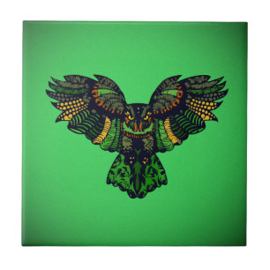 Majestic Emerald Owl Tile