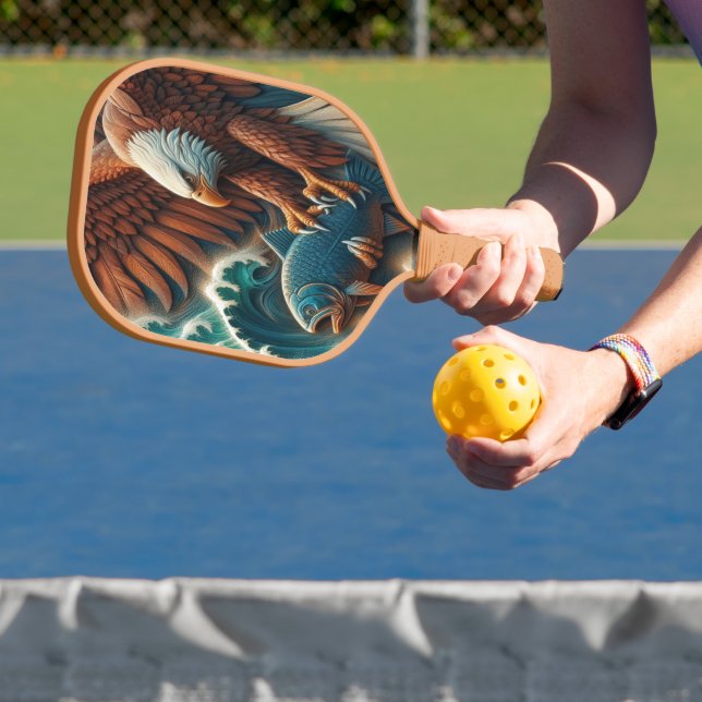 Majestic Encounter: Eagle and Fish Pickleball Paddle (Insitu)