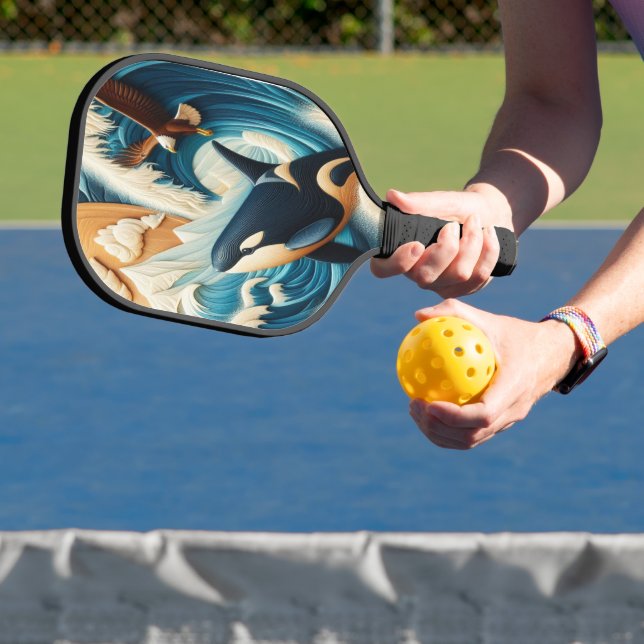 Majestic Encounter: Orca and Eagle Pickleball Paddle (Insitu)